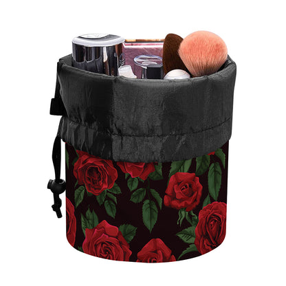 Valentine's Day Rose Pattern Print Drawstring Makeup Bag