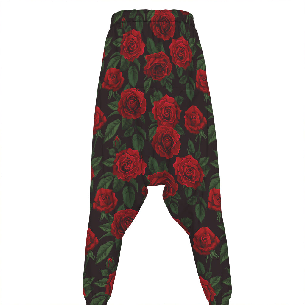 Valentine's Day Rose Pattern Print Hammer Pants