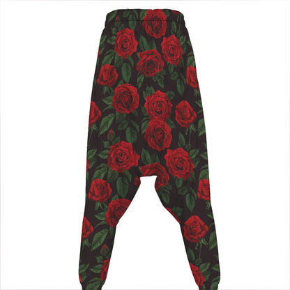 Valentine's Day Rose Pattern Print Hammer Pants