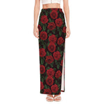 Valentine's Day Rose Pattern Print High Slit Maxi Skirt