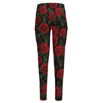Valentine's Day Rose Pattern Print High-Waisted Pocket Leggings