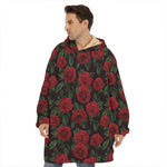 Valentine's Day Rose Pattern Print Hoodie Blanket