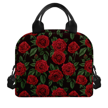 Valentine's Day Rose Pattern Print Insulated Lunch Bag
