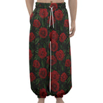 Valentine's Day Rose Pattern Print Lantern Pants