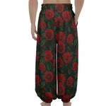 Valentine's Day Rose Pattern Print Lantern Pants