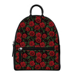 Valentine's Day Rose Pattern Print Leather Backpack