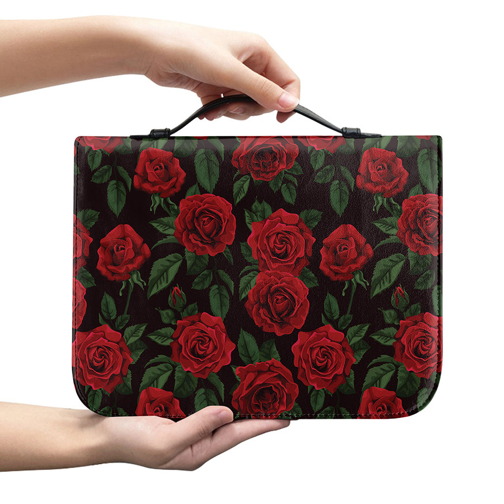 Valentine's Day Rose Pattern Print Leather Bible Cover