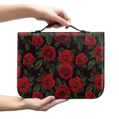Valentine's Day Rose Pattern Print Leather Bible Cover