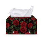 Valentine's Day Rose Pattern Print Leather Tissue Box Cover