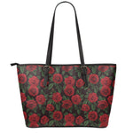 Valentine's Day Rose Pattern Print Leather Tote Bag