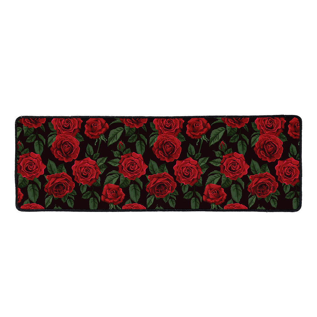 Valentine's Day Rose Pattern Print Long Kitchen Mat