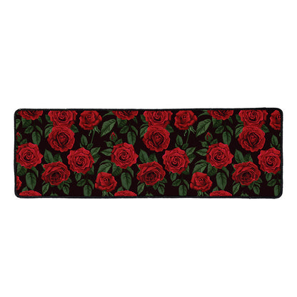 Valentine's Day Rose Pattern Print Long Kitchen Mat