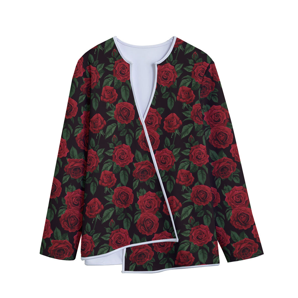 Valentine's Day Rose Pattern Print Long Sleeve Short Coat