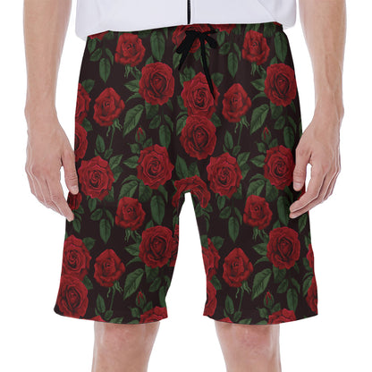 Valentine's Day Rose Pattern Print Men's Beach Shorts