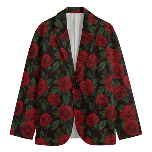Valentine's Day Rose Pattern Print Men's Blazer