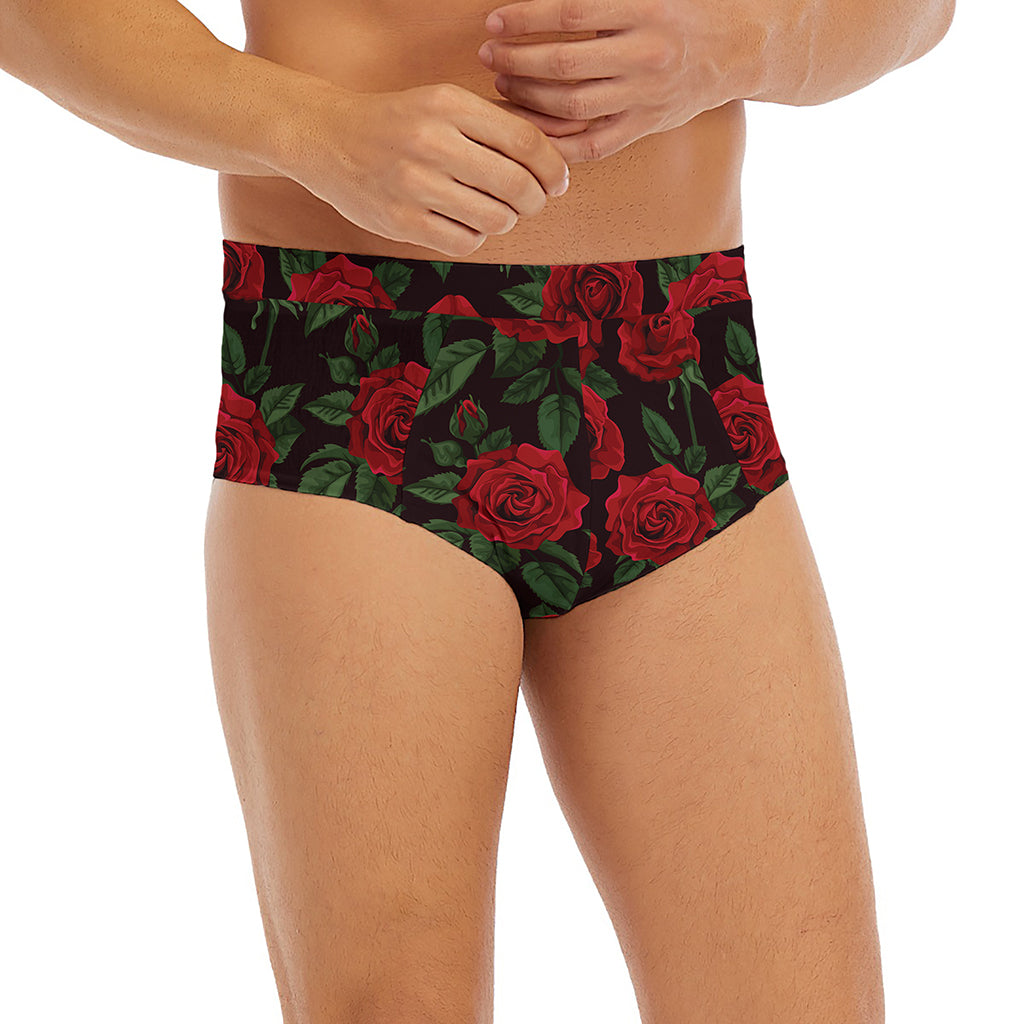 Valentine's Day Rose Pattern Print Men's Briefs