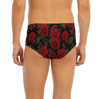 Valentine's Day Rose Pattern Print Men's Briefs