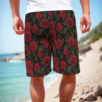 Valentine's Day Rose Pattern Print Men's Cargo Shorts