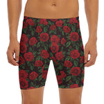 Valentine's Day Rose Pattern Print Men's Long Boxer Briefs