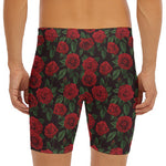 Valentine's Day Rose Pattern Print Men's Long Boxer Briefs