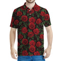 Valentine's Day Rose Pattern Print Men's Polo Shirt