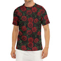 Valentine's Day Rose Pattern Print Men's Short Sleeve Rash Guard