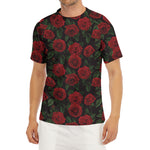 Valentine's Day Rose Pattern Print Men's Short Sleeve Rash Guard