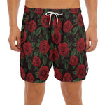 Valentine's Day Rose Pattern Print Men's Split Running Shorts