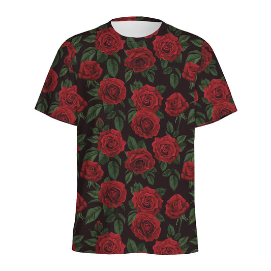 Valentine's Day Rose Pattern Print Men's Sports T-Shirt
