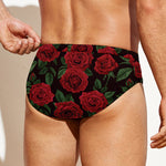 Valentine's Day Rose Pattern Print Men's Swim Briefs