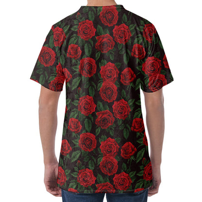 Valentine's Day Rose Pattern Print Men's Velvet T-Shirt