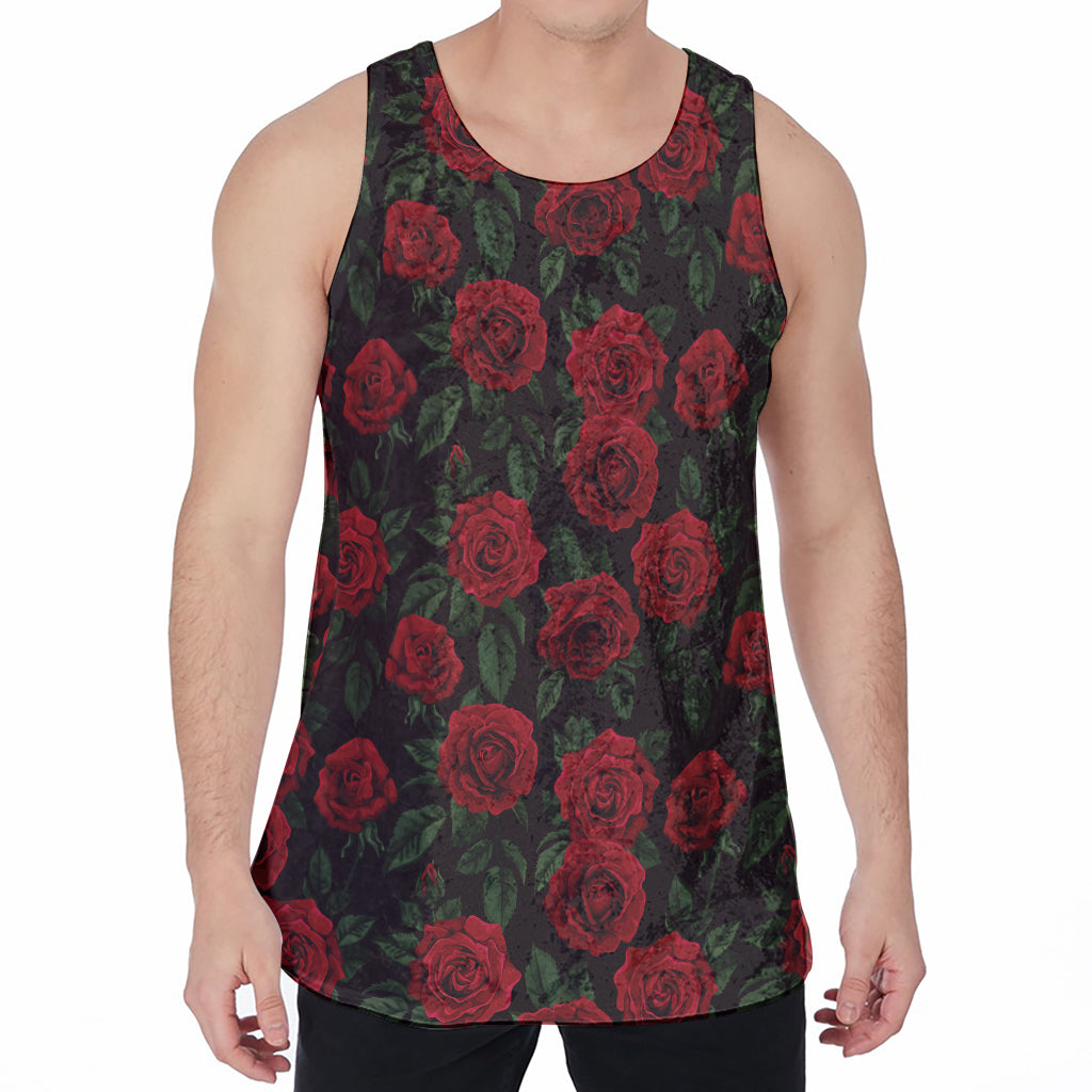 Valentine's Day Rose Pattern Print Men's Velvet Tank Top