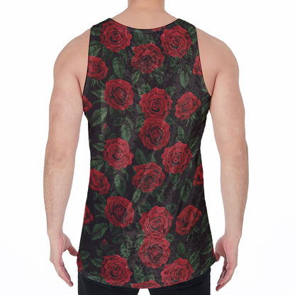 Valentine's Day Rose Pattern Print Men's Velvet Tank Top