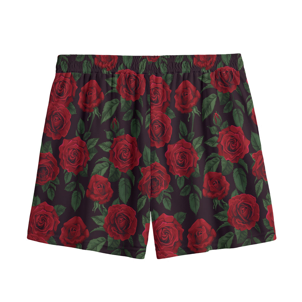 Valentine's Day Rose Pattern Print Mesh Shorts