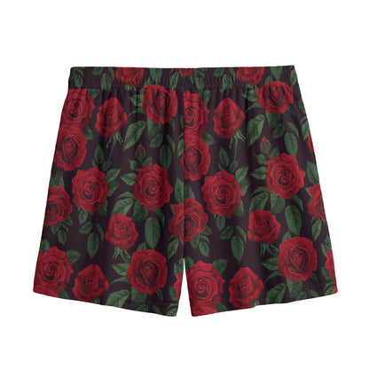 Valentine's Day Rose Pattern Print Mesh Shorts