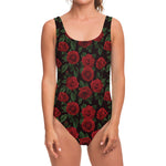 Valentine's Day Rose Pattern Print One Piece Swimsuit