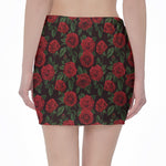 Valentine's Day Rose Pattern Print Pencil Mini Skirt