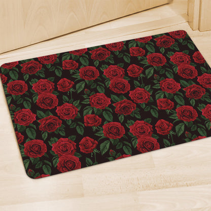 Valentine's Day Rose Pattern Print Polyester Doormat