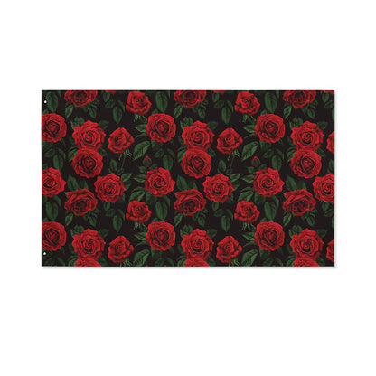 Valentine's Day Rose Pattern Print Polyester Flag