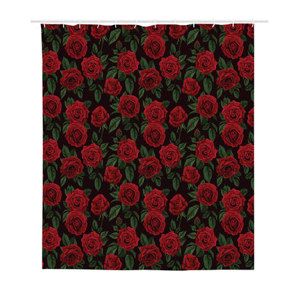 Valentine's Day Rose Pattern Print Polyester Shower Curtain