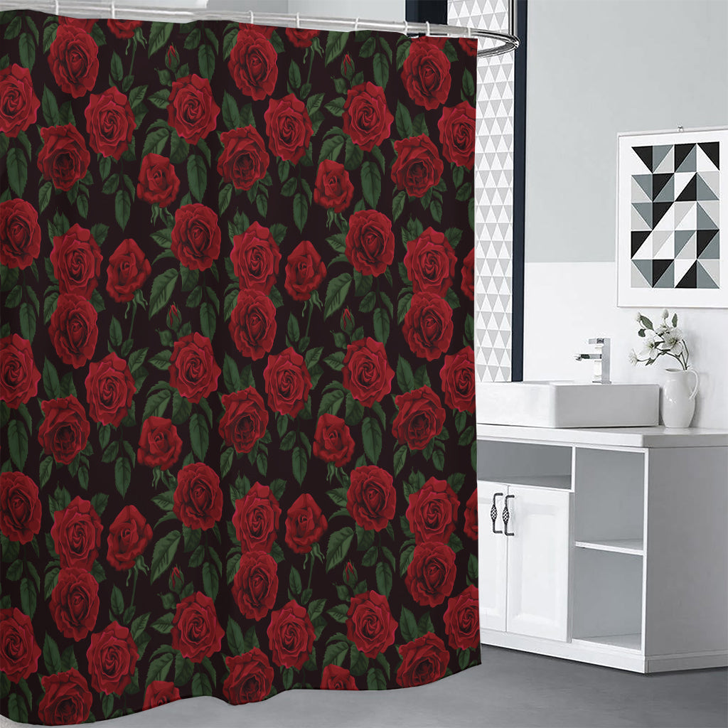 Valentine's Day Rose Pattern Print Premium Shower Curtain