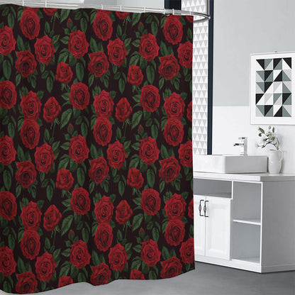 Valentine's Day Rose Pattern Print Premium Shower Curtain