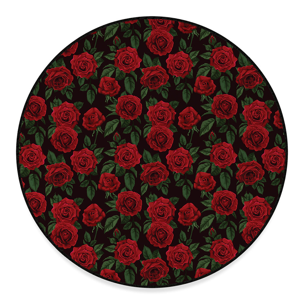 Valentine's Day Rose Pattern Print Round Floor Mat
