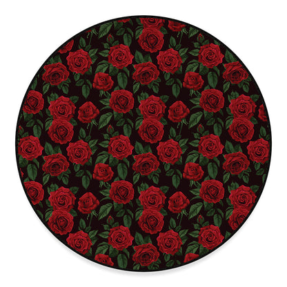 Valentine's Day Rose Pattern Print Round Floor Mat