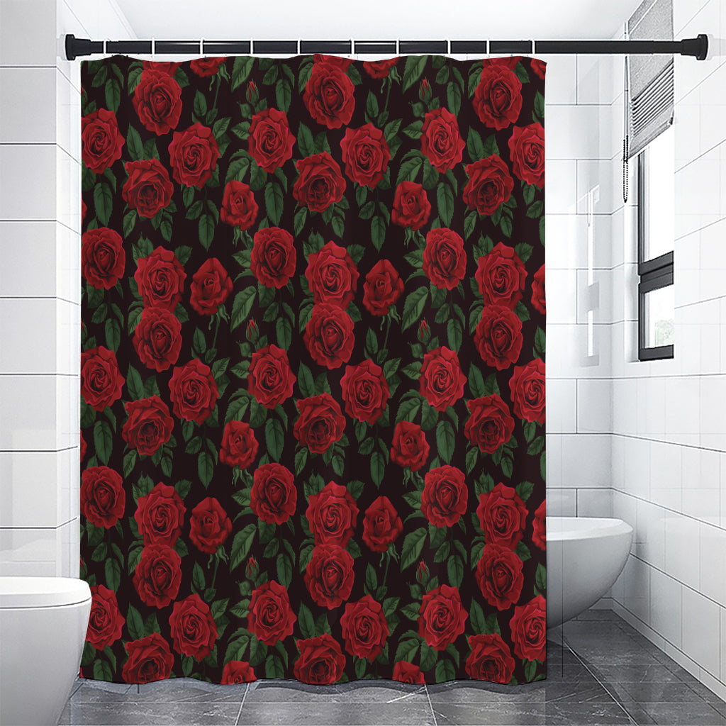 Valentine's Day Rose Pattern Print Shower Curtain
