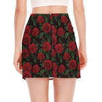 Valentine's Day Rose Pattern Print Side Slit Mini Skirt