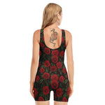 Valentine's Day Rose Pattern Print Sleeveless One Piece Swimsuit