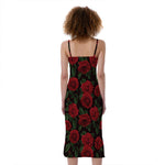 Valentine's Day Rose Pattern Print Slim Fit Midi Cami Dress