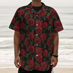 Valentine's Day Rose Pattern Print Textured Short Sleeve Shirt