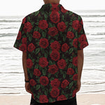 Valentine's Day Rose Pattern Print Textured Short Sleeve Shirt